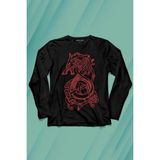 Kendim Seçtim Viking Fenrır Wolf Vikings Kurt Kafa Street Urban Uzun Kollu Tişört Baskılı T-Shirt - 001-Siyah - XL