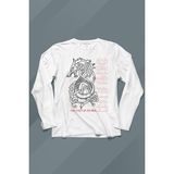 Kendim Seçtim Viking Fenrir Wolf Vikings Kurt Kafa Street Uzun Kollu Tişört - 001-Beyaz - XS
