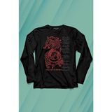 Kendim Seçtim Viking Fenrir Wolf Vikings Kurt Kafa Street Uzun Kollu Tişört Baskılı T-Shirt - 001-Siyah