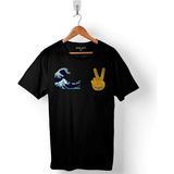 Kendim Seçtim Water Su Tavşan Two Fingers Zafer Emoji Baskılı Siyah Unisex T-Shirt