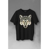 Kendim Seçtim Wolf Head Kurt Silüeti Kafa Bozkurt Baskılı Tişört T-Shirt - Siyah