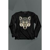 Kendim Seçtim Wolf Head Kurt Silüeti Kafa Bozkurt Uzun Kollu Tişört Baskılı T-Shirt - 001-Siyah - 2XL
