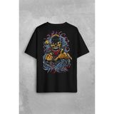 Kendim Seçtim Zombie Halloween Skull Darkness Vampir Sırt Ön Baskılı Oversize Tişört T-Shirt - Siyah