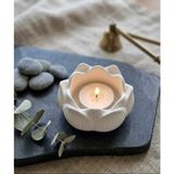 Kendin Boya Taş Tozu Lotus / Nilüfer Çiçeği Tealight Mumluk ve Hobi Seti (12 Renk Akrilik Boya + Fırça)