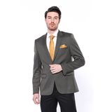 Kendinden Desenli Slim Fit Kahverengi Erkek Ceket - Wessi