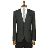 Kendinden Desenli Slim Fit Sivri Yaka Antrasit Erkek Ceket - Wessi
