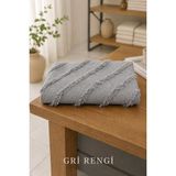 Kendinden Desenli Şönil Koltuk Örtüsü Kaydırmaz Yıkanabilir 170X210 cm - 170 x 210 cm - Gri