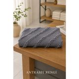 Kendinden Desenli Şönil Koltuk Örtüsü Kaydırmaz Yıkanabilir 170X210 cm - 170 x 210 cm - Kum Beji - Koyu Gri
