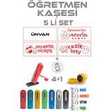 Kendinden Mürekkepli Kaşe Öğretmen Kaşesi Aferin Kaşesi Cep Kaşesi 5 Li Set