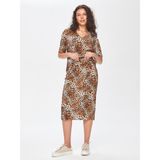 Kendinden Piliseli Leopar Desen Etek 69292 - Camel