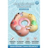 Kendinden Şişen Bebek Boyun Simidi Süngerli Çift Emniyet Kilitli Ayarlanabilir 0-1 Yaş Pembe