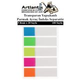 Kendinden Yapışkanlı Ayraç Postit 5 Renkli 1 Adet Yapışkanlı Not Kağıdı Transparan Parmak Ayraç İndeks Seperatör 5 Li Mini