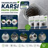 Kendinden Yapışkanlı Banyo Gider Filtresi 11 x 11 CM - Suya Dayanıklı Kullan - At Saç Kıl Tutucu Lavabo Süzgeci (3x 10lu paket - 30lu set)