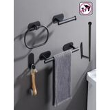 Kendinden Yapışkanlı Banyo Seti 5 Li Mat Siyah Mat Siyah