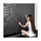 Kendinden Yapışkanlı Esnek Köpük Paneli 3D Boyutlu Piramit Desen Duvar Kağıdı Yüksek Kalite - Siyah - 50 x 70 cm