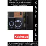 Kendinden Yapışkanlı Ev Kapı Girişi Ofis 36 Melodili Led Işıklı Kablosuz Su Geçirmez Siyah Kapı Zili