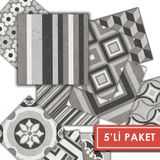Kendinden Yapışkanlı Fas 3 Desenli Pvc Karo 5’li Paket (10x10 cm)