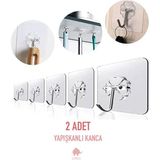 Kendinden Yapışkanlı Güçlü Şeffaf Askılık Kapı Arkası Mutfak Duvar Banyo Askı - 2 ADET