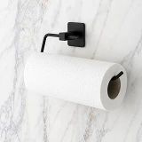 Kendinden Yapışkanlı Kağıt Havluluk Rulo Havlu Askısı - Deliksiz Montaj, Paslanmaz Metal, Mat Siyah - Mutfak Banyo İçin Duvara Monte Havluluk Aparatı