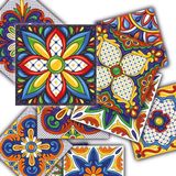 Kendinden Yapışkanlı Karnaval Desenli Pvc Karo, Yapışkanlı Fayans Kaplama, Fayans Çıkartması, Zemin Duvar Karosu 20X20 Cm (6 Adet/0,24 M2)