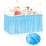 Kendinden Yapışkanlı Makaron Mavi Püsküllü Masa Eteği – 75 x 275 cm Parti Süslemesi (5250)