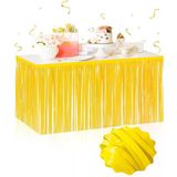 Kendinden Yapışkanlı Makaron Sarı Püsküllü Masa Eteği – 75 X 275 Cm Parti Süslemesi (5067)