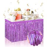 Kendinden Yapışkanlı Mor Metalize Püsküllü Masa Eteği – 75 X 275 Cm Parti Süslemesi (5067)
