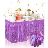 Kendinden Yapışkanlı Mor Metalize Püsküllü Masa Eteği – 75 X 275 Cm Parti Süslemesi Go53/04418
