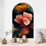 Kendinden Yapışkanlı Oval Kesim Çiçekli Dekoratif Duvar Kağıdı Stickeri, Kolay Uygulama, Su Geçirmez (60x100 cm, Çiçekli)