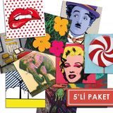 Kendinden Yapışkanlı Popart 3 Desenli Pvc Karo 5’li Paket (15X15 Cm 5'li)