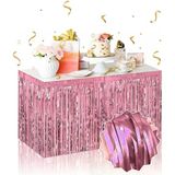 Kendinden Yapışkanlı Rose Gold Metalize Püsküllü Masa Eteği – 75 X 275 Cm Parti Süslemesi Go53/04423