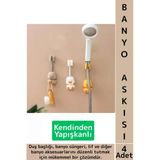 Kendinden Yapışkanlı Sünger Lif Aksesuar Düzenleyici Sevimli Hayvan Figürü Duş Başlığı Tutucu 4 Adet