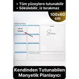 Kendinden Yapışkanlı Tutunabilen İz Bırakmaz Haftalık Planlayıcı Manyetik Duvar Sticker Takvim