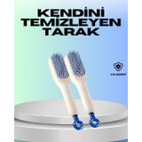 Kendini Temizleyen Ergonomik Saç Tarağı – ABS Gövde, Silikon Diş