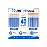 kendinyaphobi 40 Lı Fırça Seti Akrilik Yağlı Boya Yassı - Ince Kısa -ince Uzun Uçlu Fırça