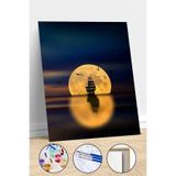 kendinyaphobi Sayılarla Boyama Seti Çerçeveli Kasnaklı Dolunayve Gemi 40 x 50 cm