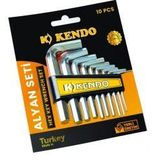 Kendo 10 Parça Alyan Seti, Krom Kaplamalı, Alyan Anahtar Takımı, Sertleştirilmiş Çelik, Pratik Taşıma Aparatlı, Dayanıklı, Tamirat Aleti