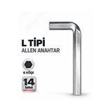 Kendo KD14 14 mm Altı Köşeli L Tipi Allen Anahtar 14 mm Tekli Alyan