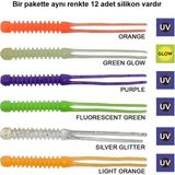 Kendo Killer Worm Lrf Silikonu 5.5cm (12'li Paket) Karides Kokulu - Silver Glitter