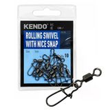 Kendo Rolling Swivel With Nice Snap Siyah Nikel Klipsli Fırdöndü (10'Lu Paket)