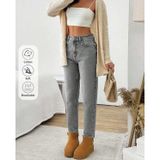KENE JEANS KADIN YÜKSEK BEL TAM KALIP%100 PAMUK DENİM/KOT PANTOLON (KAR SİYAH, 34)