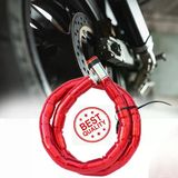 Keneth Kırmızı Çelik Yaylı Motor Kilidi (150 Cm) Çift Anahtarlı (Motosiklet, Bisiklet, Scooter, V.s)