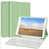 kenke iPad 9.7 inç 2018 (6. Nesil) / iPad 2017 (5. Nesil) / iPad Air 2/1 için Klavye Kılıfı, Kalem Tutuculu Hafif Akıllı Kılıf, Manyetik Olarak Çıkarılabilir Kablosuz Klavye, Yeşil