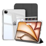 kenke iPad Air 13 inç M2 2024 / Pro 12,9 inç (6. / 5. Nesil, 2022/2021) için Hibrit Kılıf, Kalem Tutuculu, Şeffaf Sert Arka Kapaklı 2'si 1 Arada Çıkarılabilir Kılıf, Otomatik Uyku/Uyandırma, Siyah