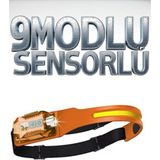 Kenko 9 Modlu Şarjlı Cob LED Hareket Sensörlü Kafa Lambası Baş Feneri Kamp Balıkçı Avcı Lambası Işıldak - Renkli