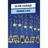 Kenko Fişli Yeni Yıl Çam Ağacı Geyik Çan Temalı Işık Zinciri Yılbaşı Noel Perde LED Süsleme Yılbaşı Lamba - Gün Işığı - Sarı