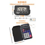 Kenko Kronometreli Pomodoro Öğrenci Ders Çalışma Masa Saati + 8 Haneli Hesap Makinesi Seti Okul Sınav Seti