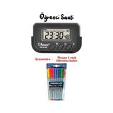 Kenko Pomodoro Öğrenci Saati Kronometreli Ders Çalışma Dijital Masa Saati + Pensan 8 Renk Tükenmez Kalem