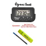 Kenko Pomodoro Öğrenci Saati Kronometreli Ders Çalışma Saati - Gıpta Fosforlu Kalem + Fineliner Kalem