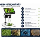 Kenly 1000X Dijital Mikroskop 1080P Hd, 4.3 Inç LCD Ekranlı USB Mikroskop, 50X-1000X Büyütme, Fotoğraf & Video Kayıt Özellikli - Siyah - Beyaz